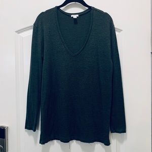 BP olive green long sleeve V neck sweater